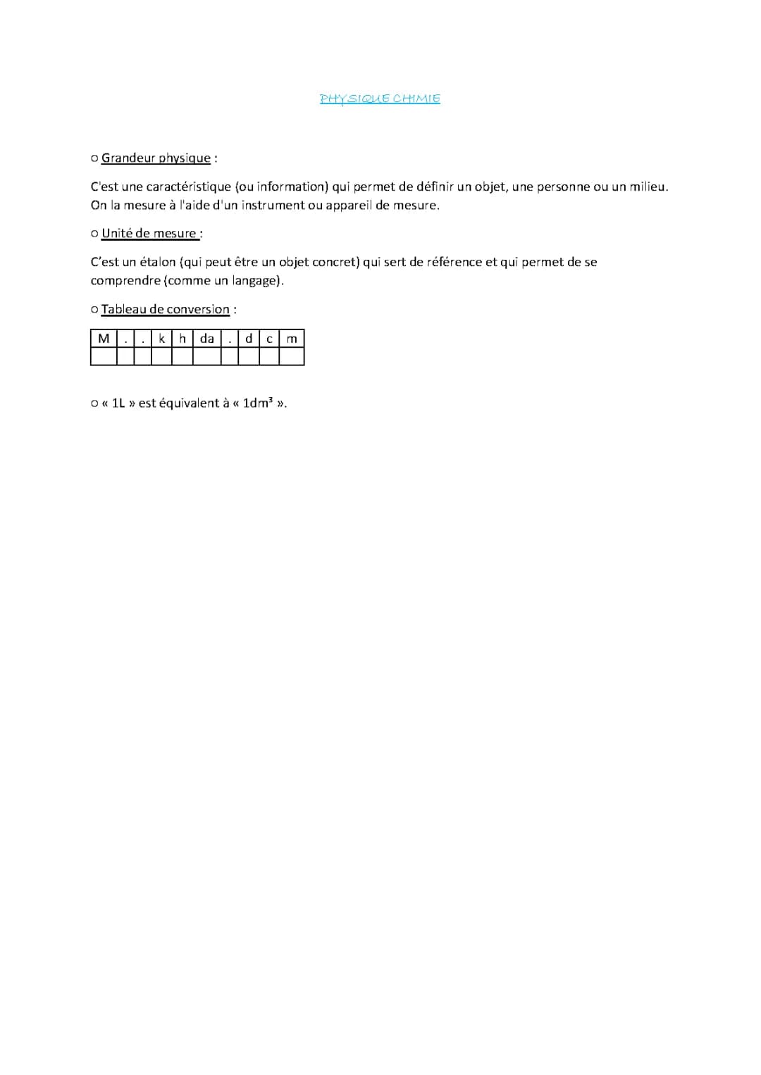 Physique chimie 