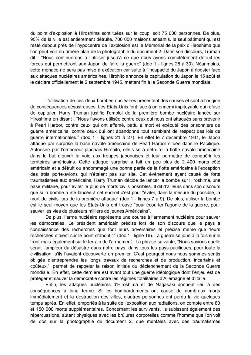 Les bombardements nucléaires d'Hiroshima et de Nagasaki
Les documents à l'étude sont, pour le premier, le discours radiodiffusé du président