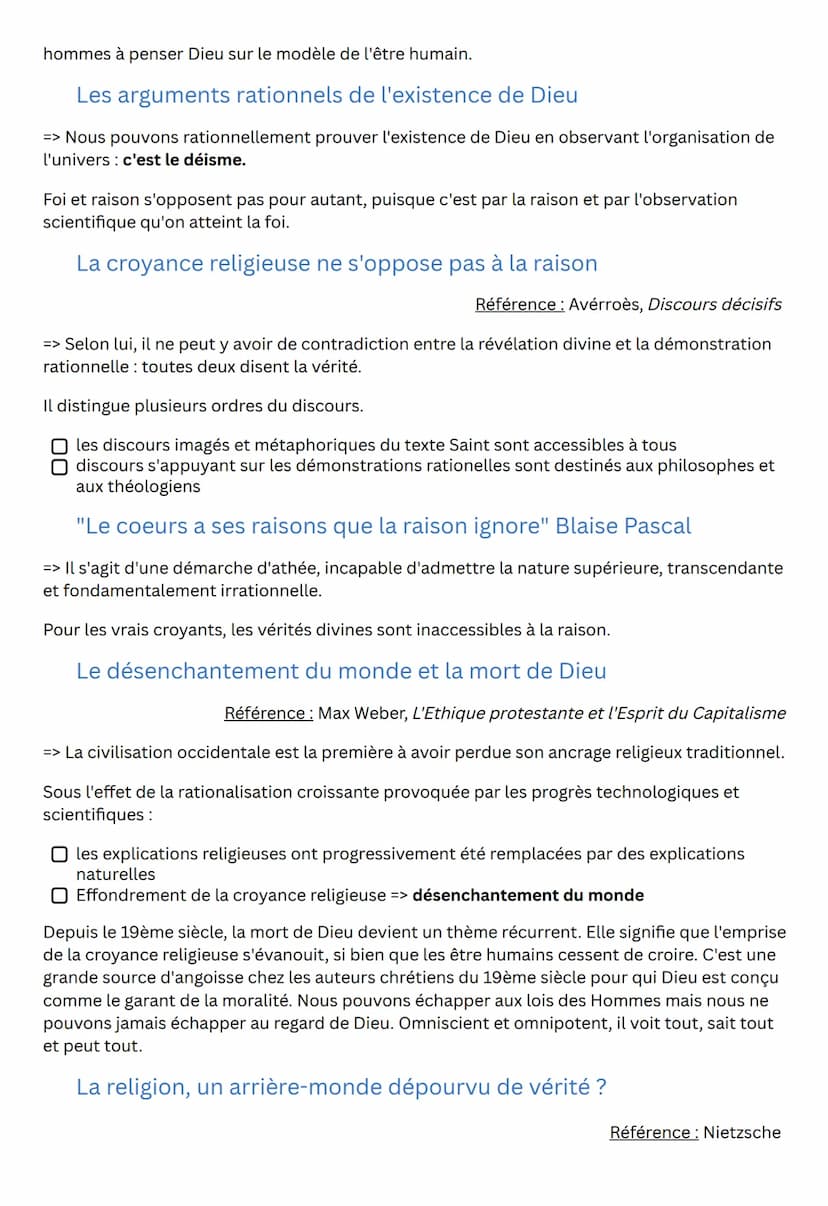La religion
La religion (religare, relier) évoque l'idée d'un lien soit entre les hommes et le divin, soit entre
les hommes et eux-mêmes. La