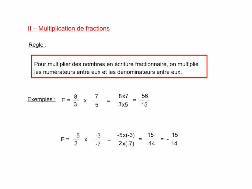 1 – Egalité de quotients
1) Simplification
On ne change pas la valeur d'un nombre en écriture fractionnaire
si on multiplie (ou divise) son 