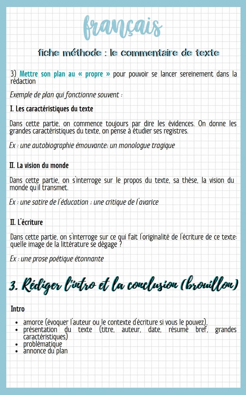français
fiche méthode : le commentaire de texte
1. Analyser le texte (brouillon)
1) Lire le paratexte et en tirer toutes les informations p