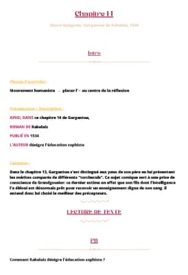 Know Chapitre 14 de Gargantua lecture linéaire avec le texte thumbnail