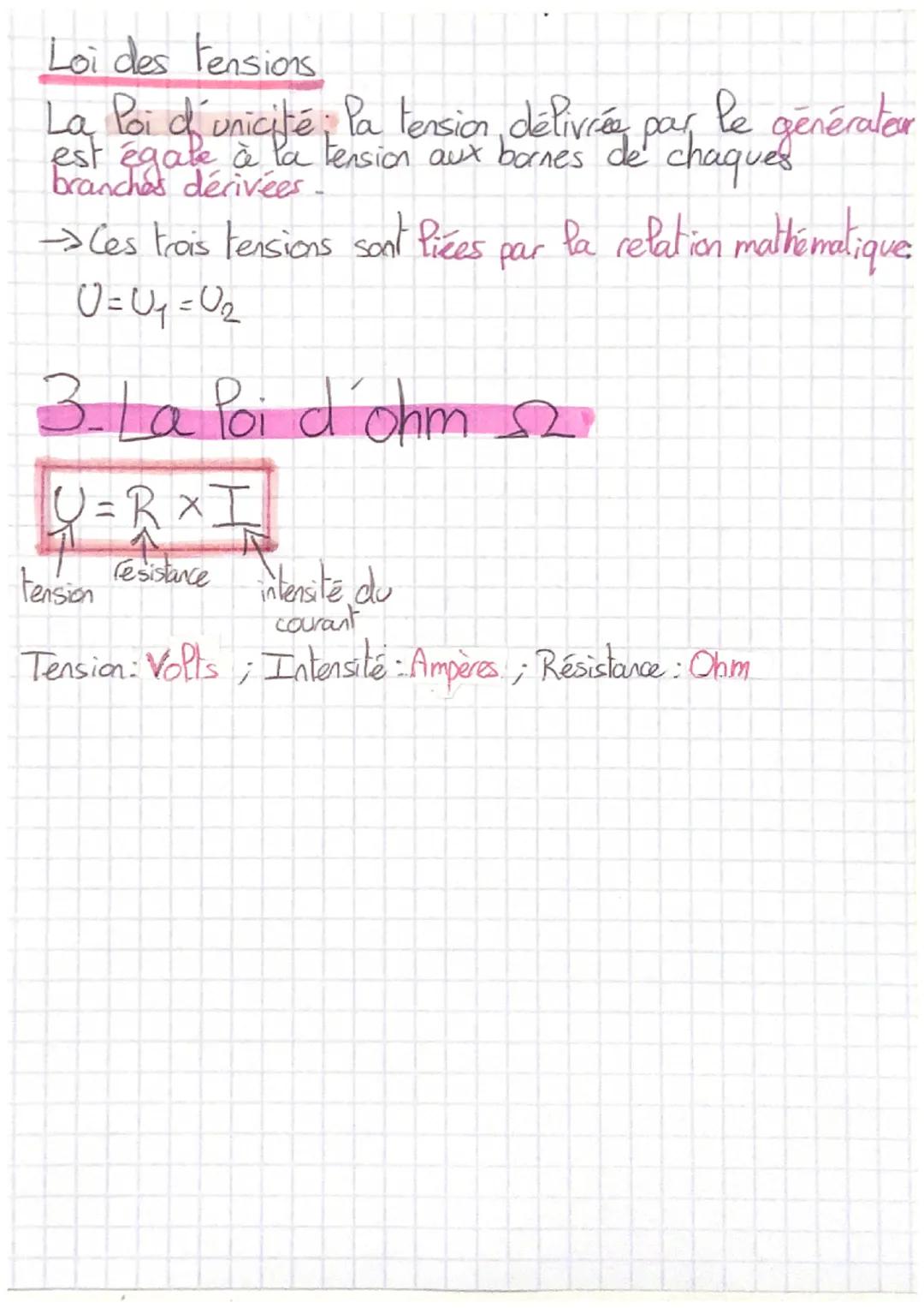 # PHYSIQUE

# lois de l'électricité

## 1. Dans un circuit en série

Loi des intensités

La loi d'unicité: clans un circuit en série, P'inte