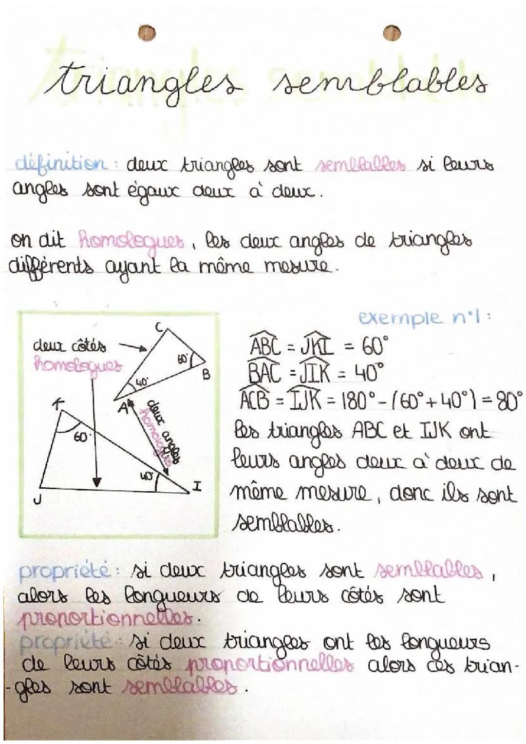 Maths : Triangles semblables