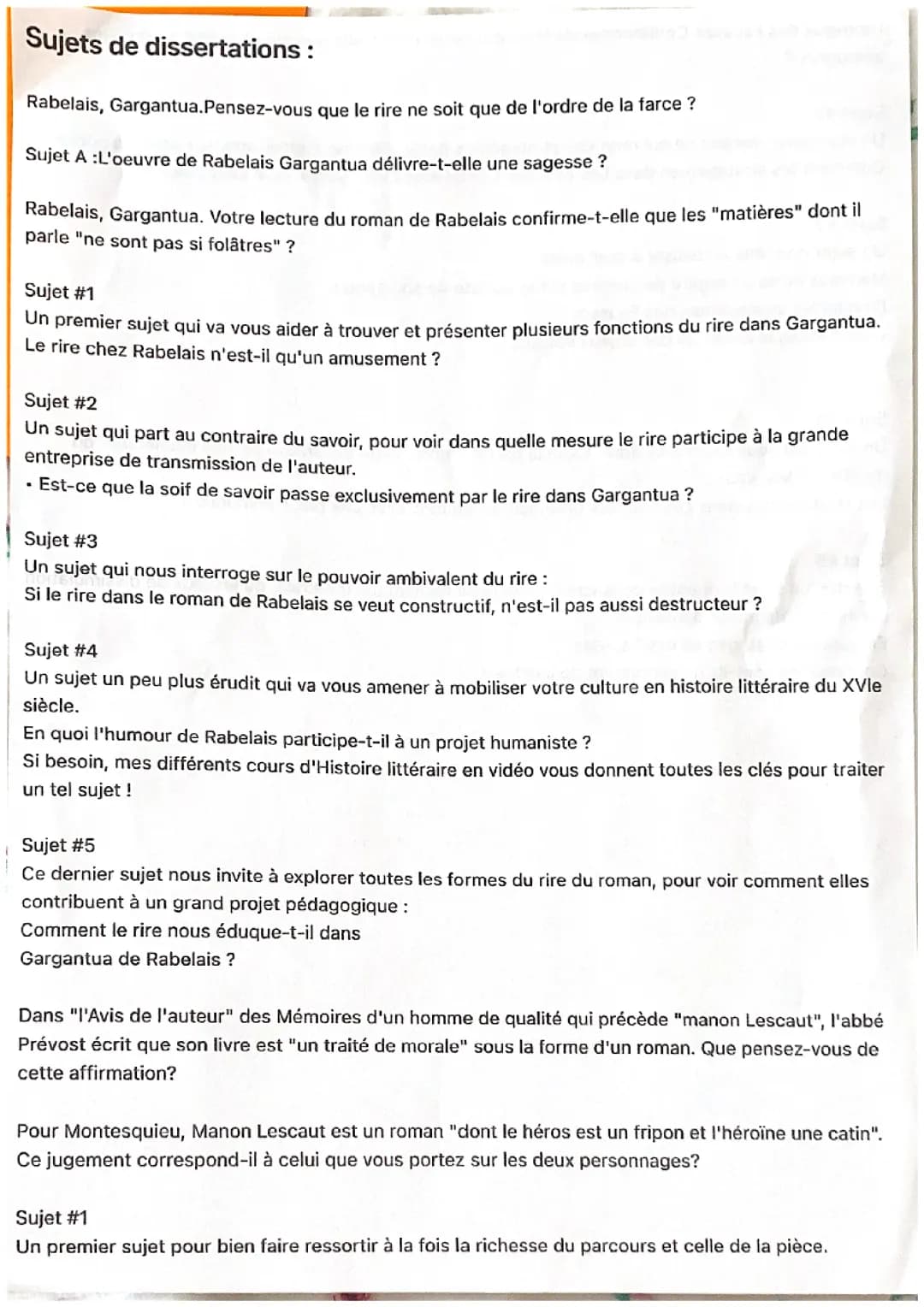 sujets de dissertations 