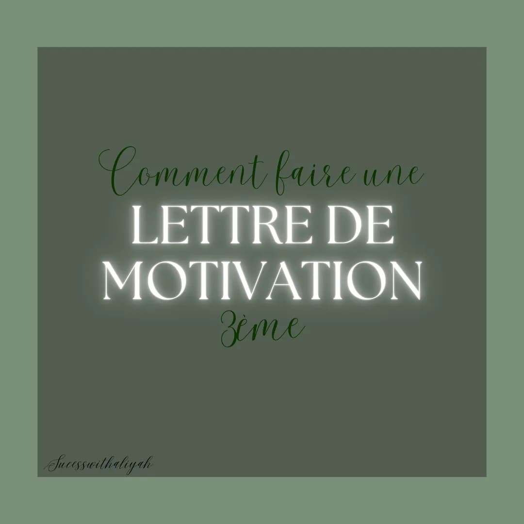 Comment faire une
LETTRE DE
MOTIVATION
Zeme
Sucesswithaliyah Une lettre de motivation
c'est quoi ?
Une lettre de motivation est
un courrier 
