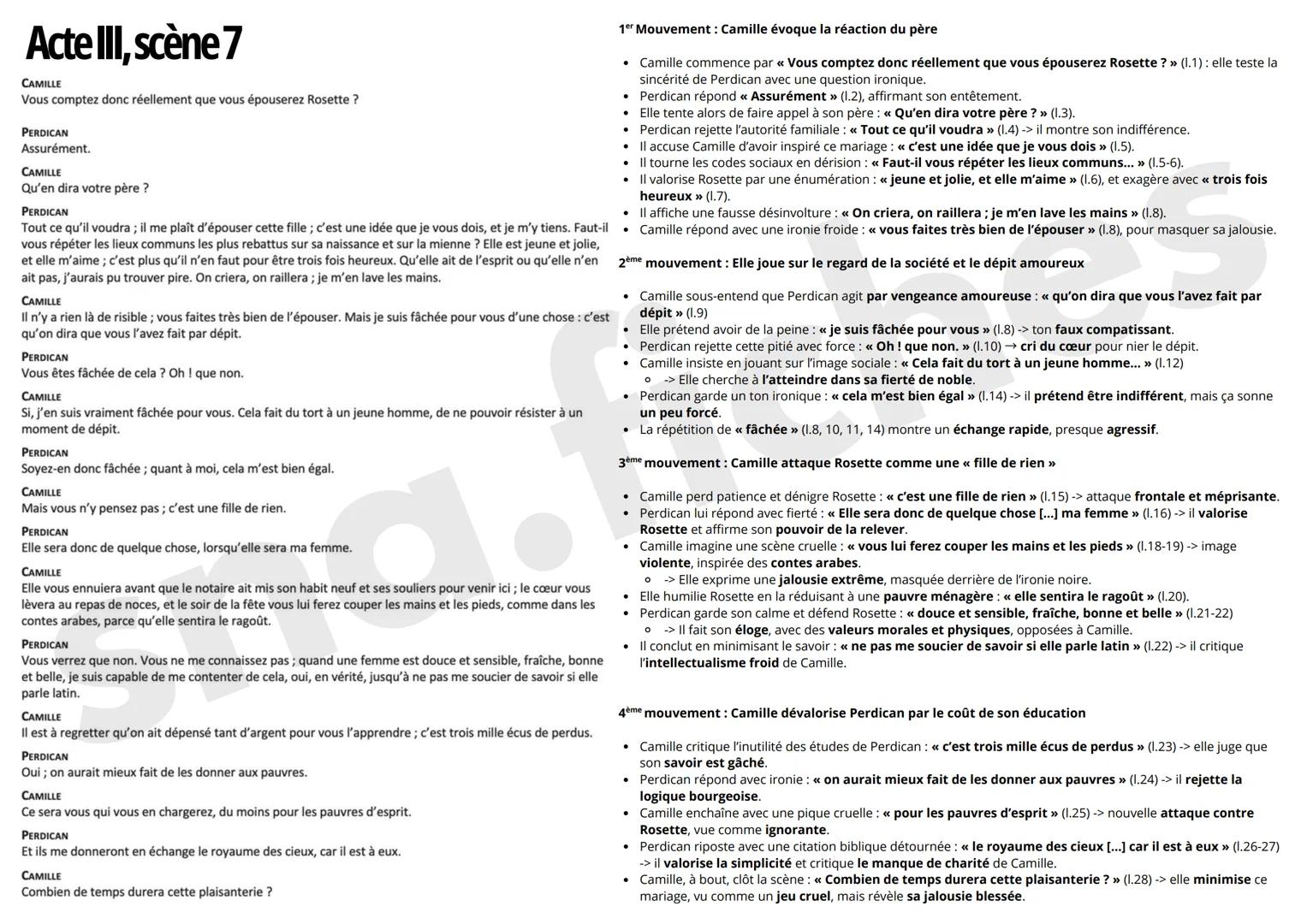 Acte III, scène 7
CAMILLE
Vous comptez donc réellement que vous épouserez Rosette?
PERDICAN
Assurément.
CAMILLE
Qu'en dira votre père ?
PERD