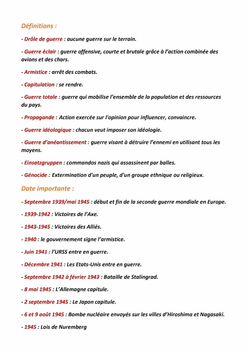 Histoire
2ème Guerre Mondiale
Intro: La seconde guerre mondiale débute en septembre 1939 suite à l'invasion de
la Pologne par l'Allemagne et