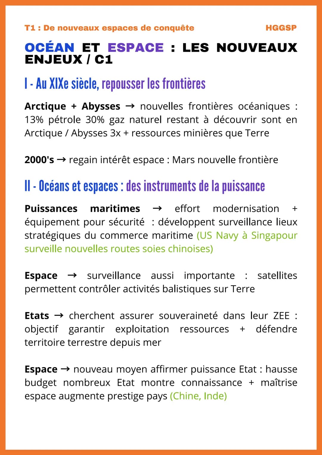 T1: De nouveaux espaces de conquête
OCÉAN ET ESPACE : LES NOUVEAUX
ENJEUX / C1
1 - Une conquête ancienne des océans
De l'Antiquité au XIXe
e