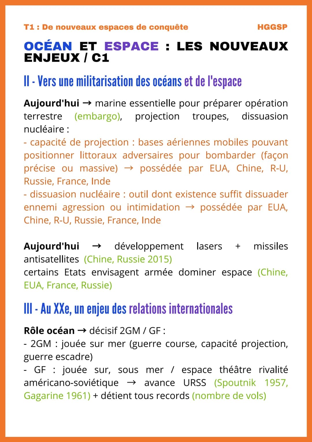 T1: De nouveaux espaces de conquête
OCÉAN ET ESPACE : LES NOUVEAUX
ENJEUX / C1
1 - Une conquête ancienne des océans
De l'Antiquité au XIXe
e