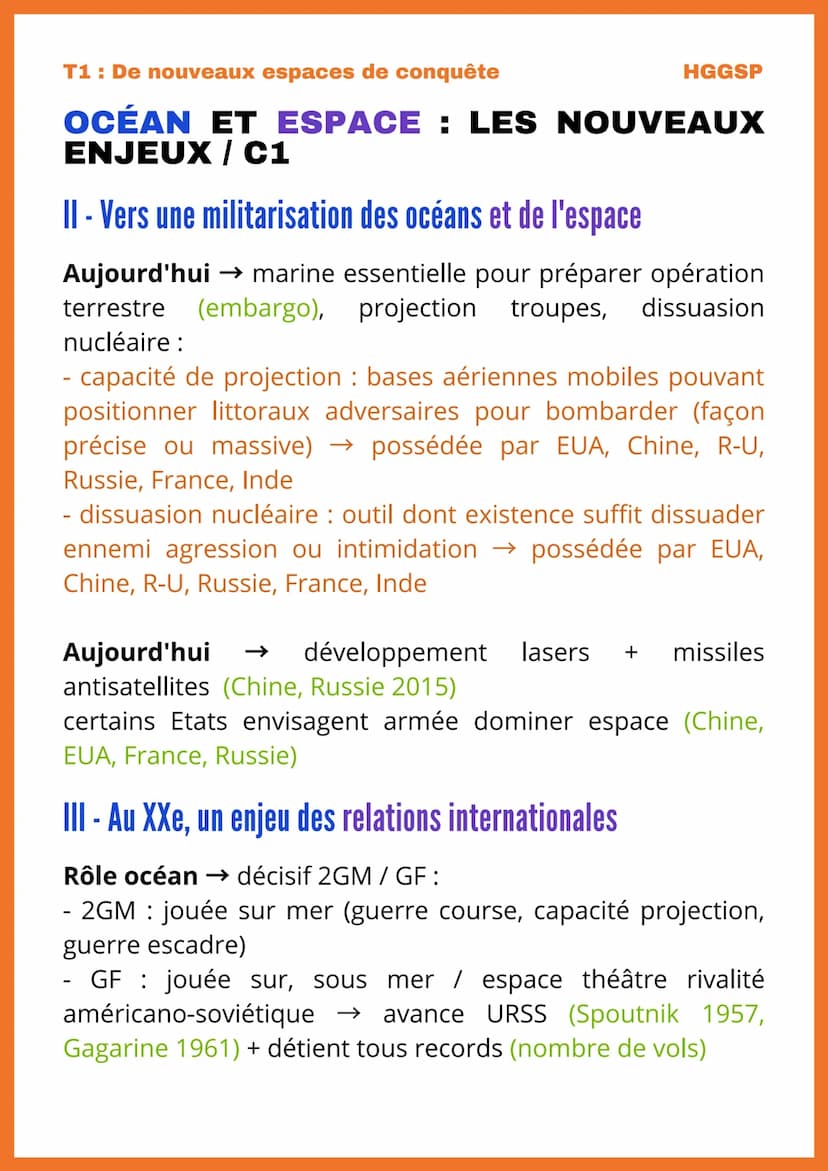 T1: De nouveaux espaces de conquête
OCÉAN ET ESPACE : LES NOUVEAUX
ENJEUX / C1
1 - Une conquête ancienne des océans
De l'Antiquité au XIXe
e