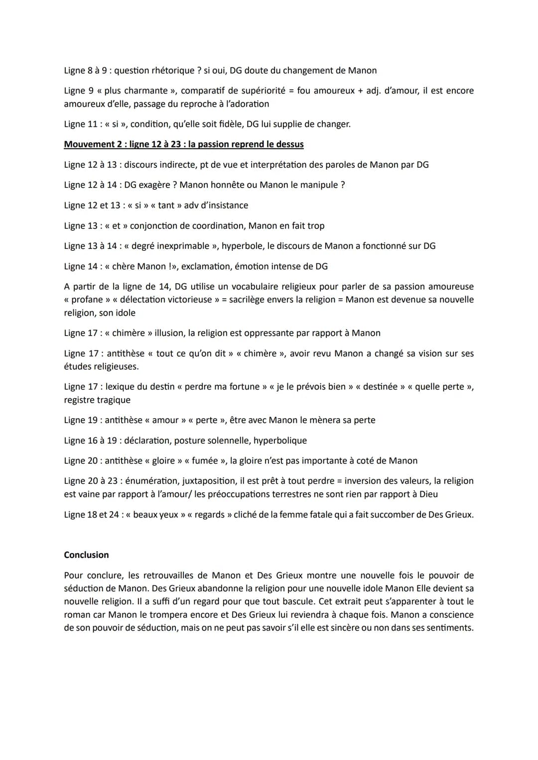 --- OCR Start ---
Lecture linéaire 1 Manon Lescaut
Les retrouvailles au parloir de Saint-Sulpice
Introduction
Manon Lescaut est un roman écr