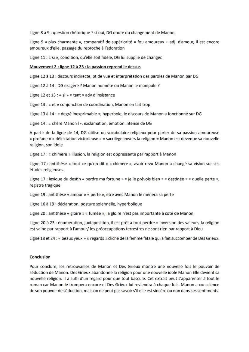 --- OCR Start ---
Lecture linéaire 1 Manon Lescaut
Les retrouvailles au parloir de Saint-Sulpice
Introduction
Manon Lescaut est un roman écr