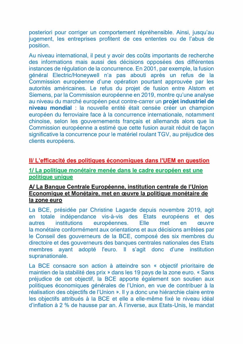 POLITIQUES ECONOMIQUES DANS LE CADRE EUROPEEN
En 2009 est entré en vigueur le traité de Lisbonne qui encadre le
fonctionnement de l'Union Eu