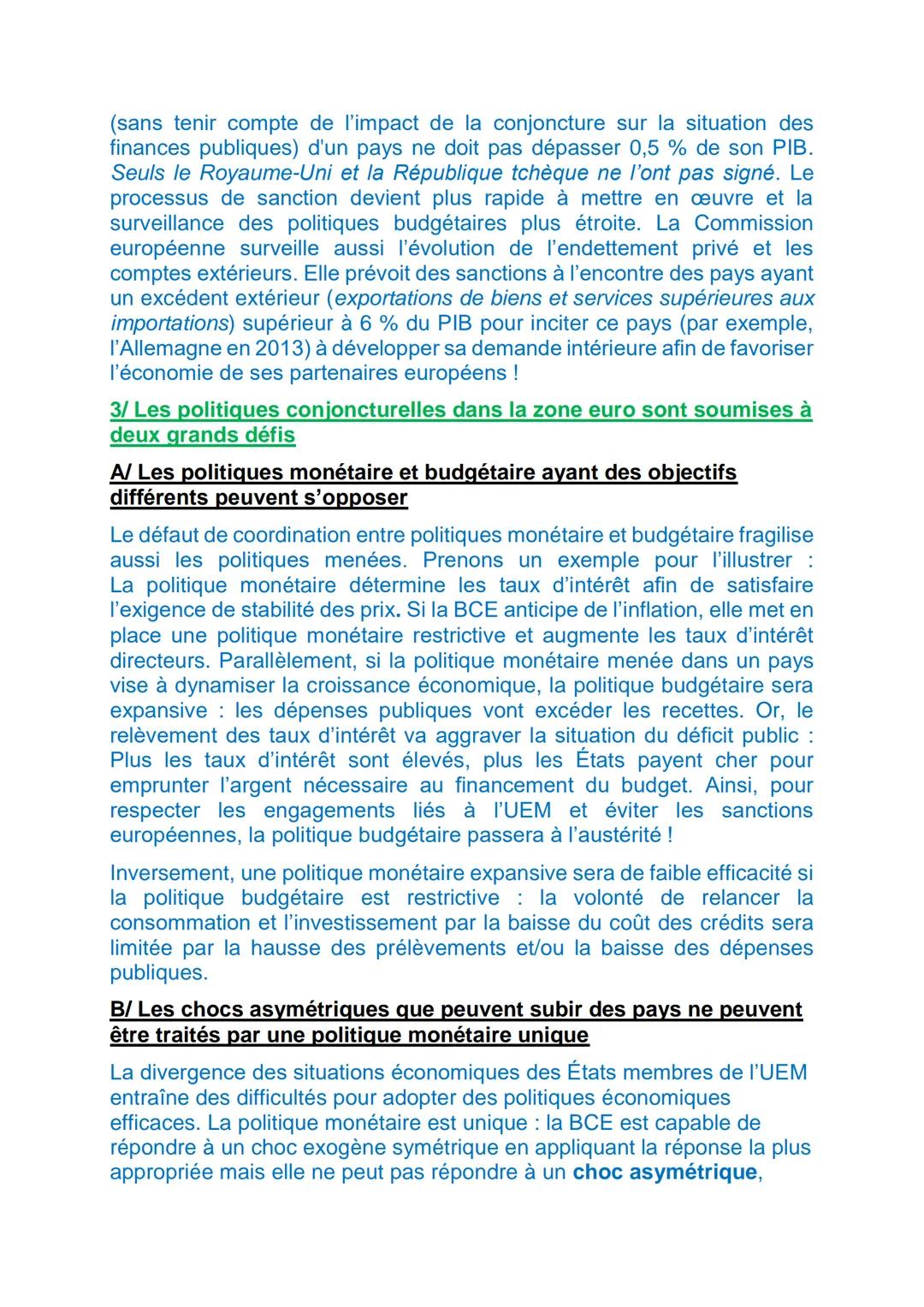 POLITIQUES ECONOMIQUES DANS LE CADRE EUROPEEN
En 2009 est entré en vigueur le traité de Lisbonne qui encadre le
fonctionnement de l'Union Eu