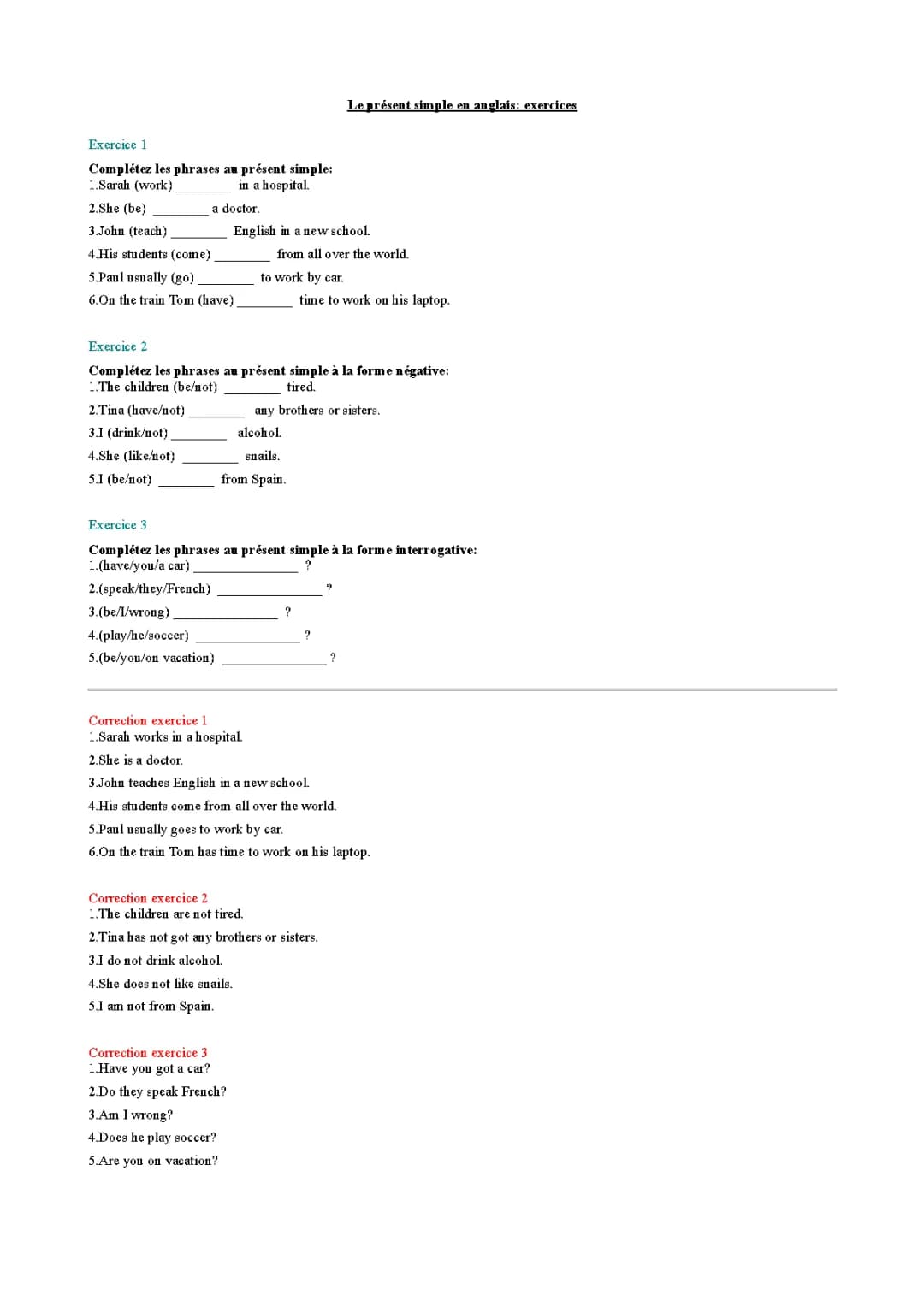 Fun Present Simple English Exercises with Answers (PDF)