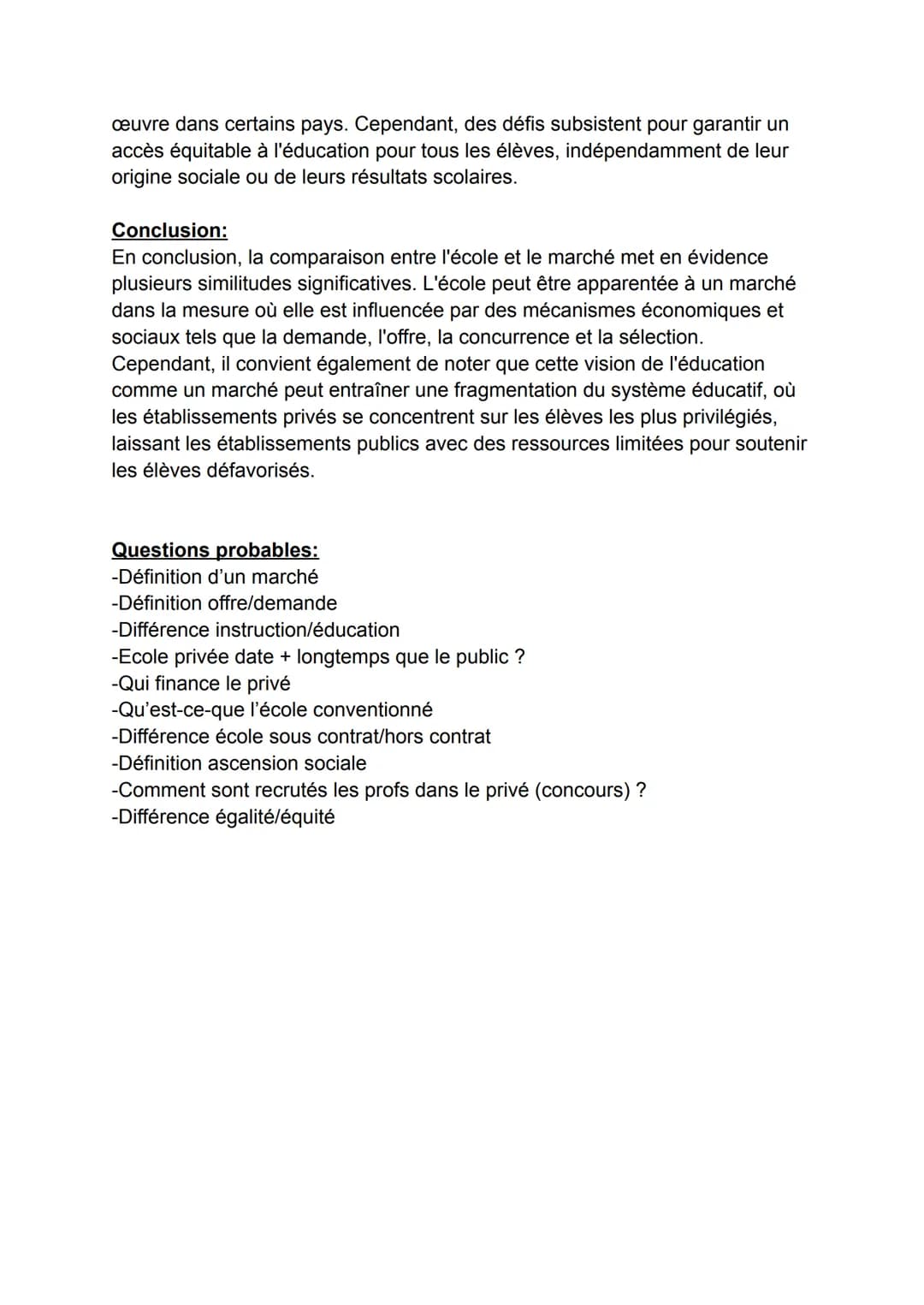 -Grand Oral-
SES
En quoi l'école peut-elle être apparentée à un marché ?
Introduction:
La question de la marchandisation de l'éducation est 