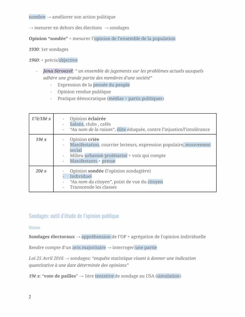 L'émergence de l'opinion publique dans les démocraties
17è et 18è: une opinion publique réservée aux "catégories éclairées"
Notion d'Opinion