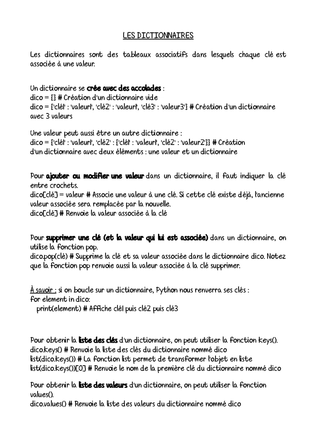 Dictionnaire Python : Créer, Parcourir, et Trouver des Clés et Valeurs