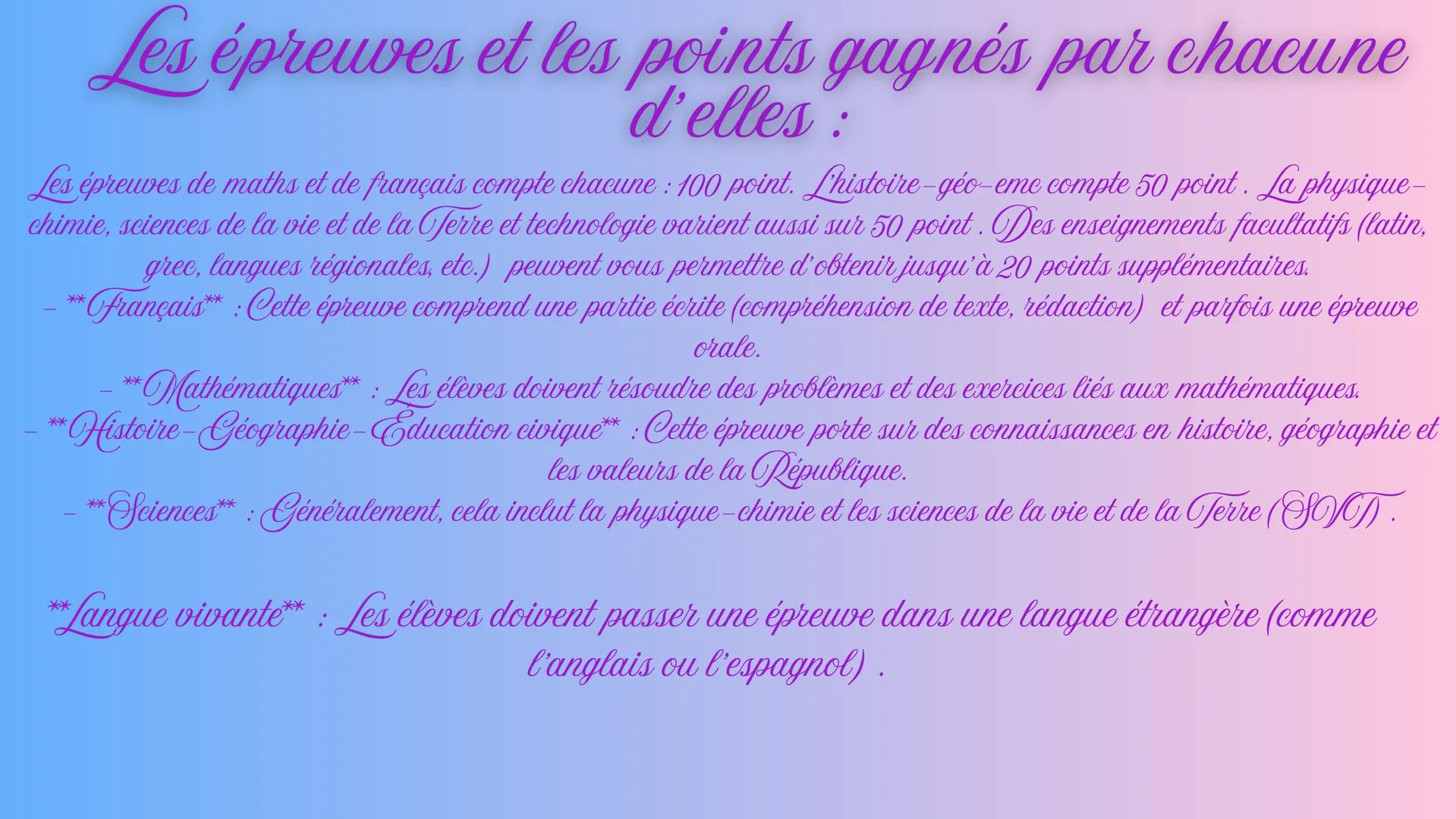 Le brevet : comment cela se passe ?
Introduction :
Le brevet des collèges, en france, est un
examen qui marque la fin du cycle
d'enseignemen