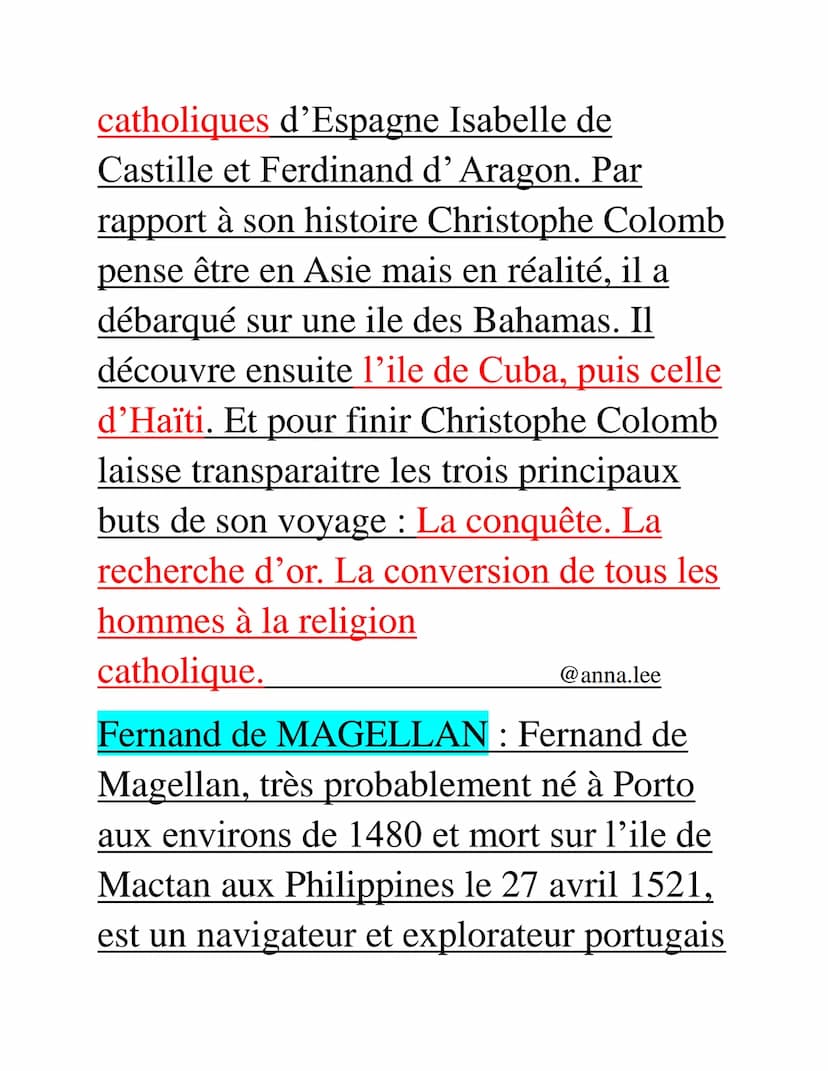Histoire
@anna.lee
Les quatre grands explorateurs :
(Date de naissance et de mort)
Vasco de Gama : 1469 - 1524
· Jacques Cartier : 1491 - 15