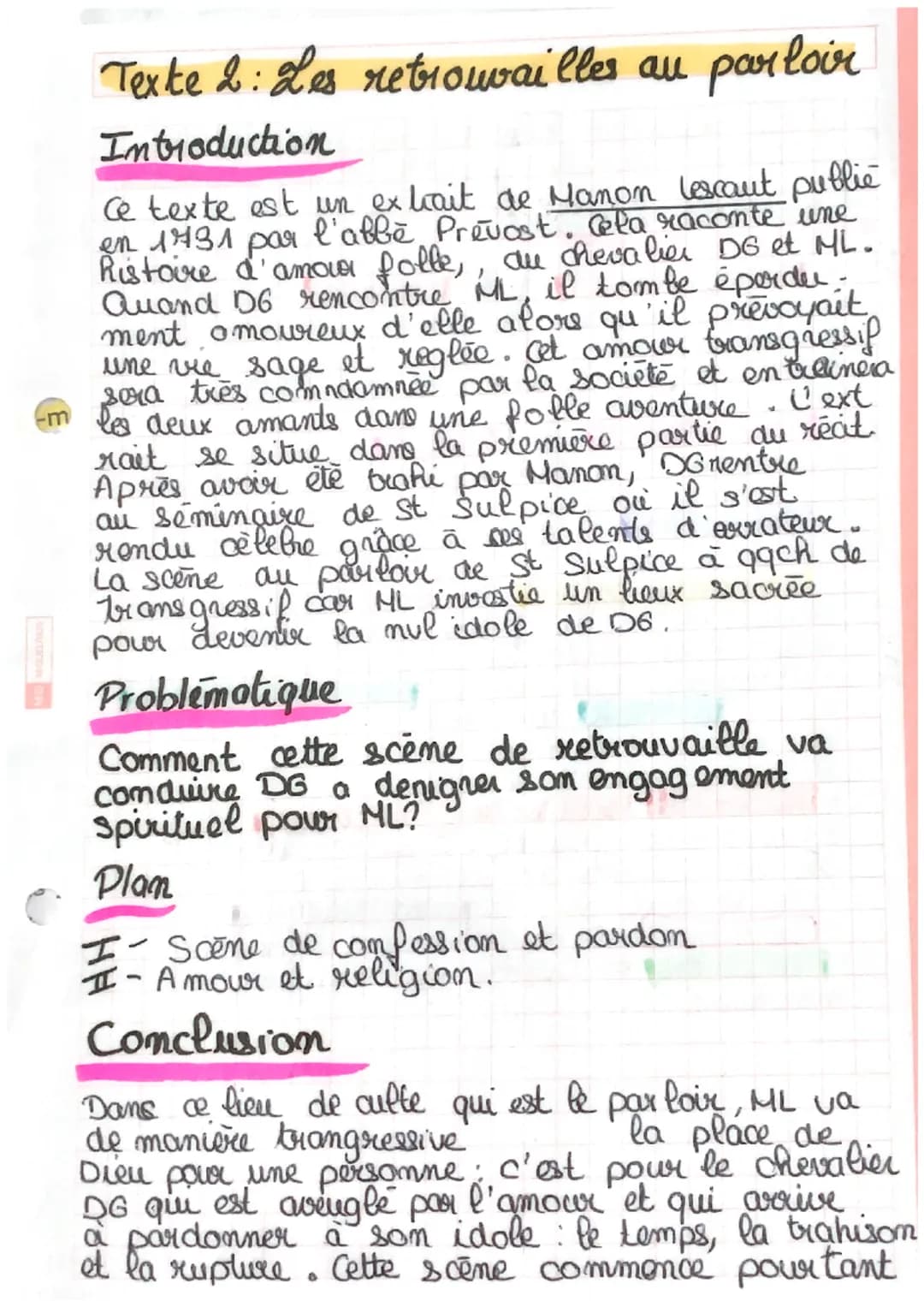 -m
Texte 2: Les retrouvailles au parloir
Introduction
Ce texte est un extrait de Manon Lescaut public
en 1731 par l'abbé Prevost. Cela racon