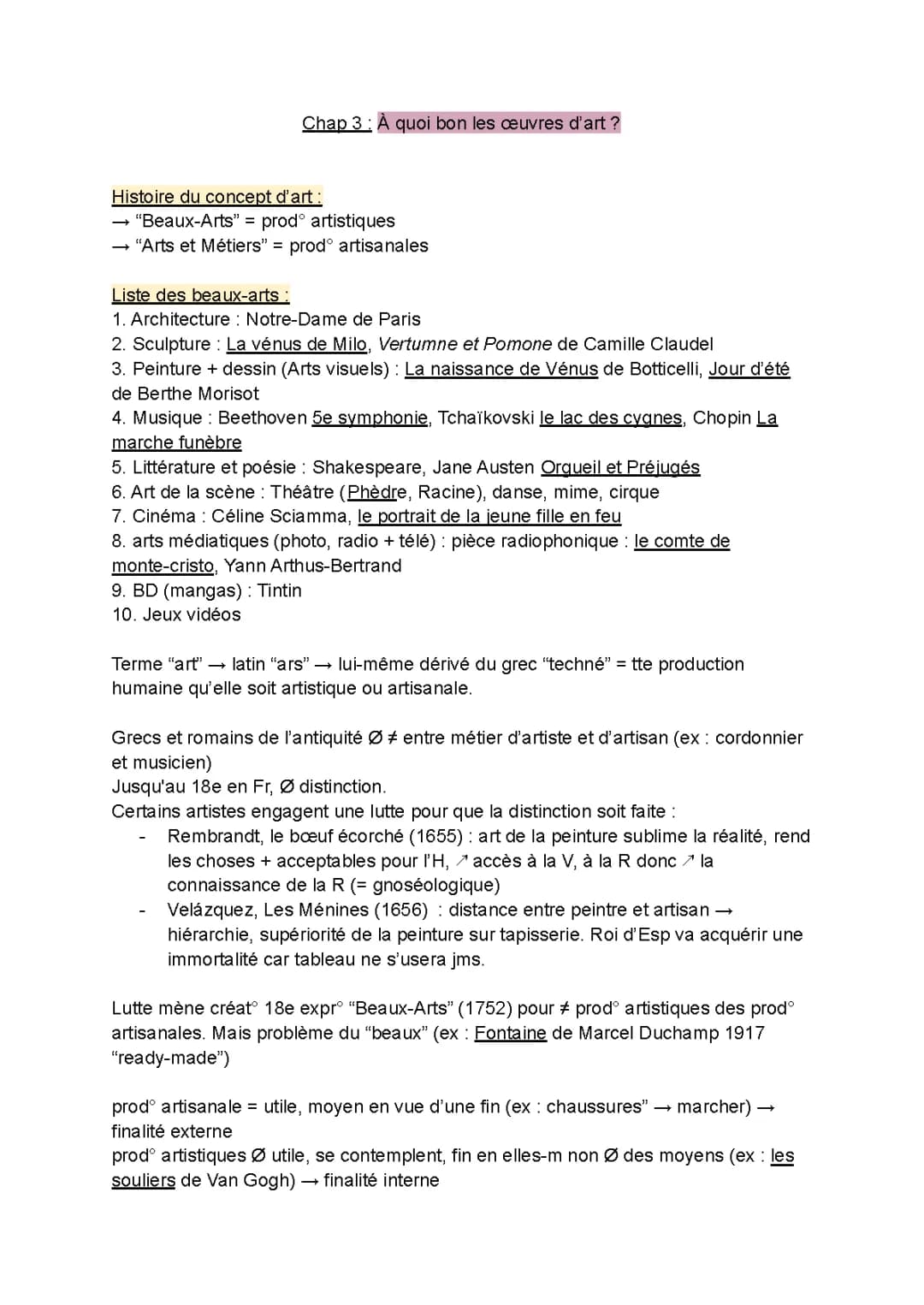 Cours sur l'art et philosophie pour terminale - pdf et fiches de révision