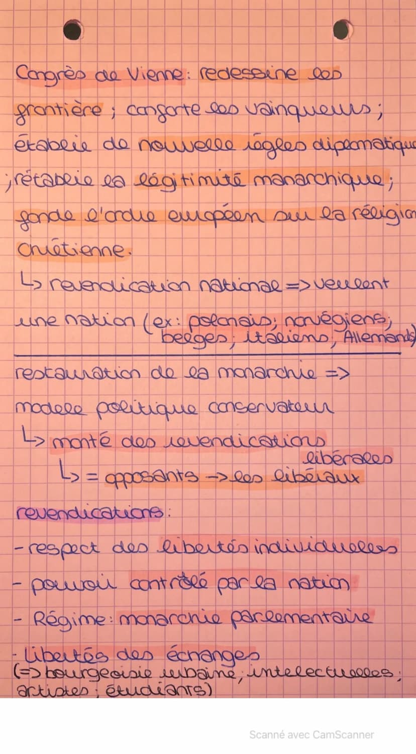 HISTOIRE Chapitre 2
L'europe entre restaurat
et révolution (1814-1848)
I Congrès de vieme →>"printemps des peuples"
Chute de Napoléon Ier a 