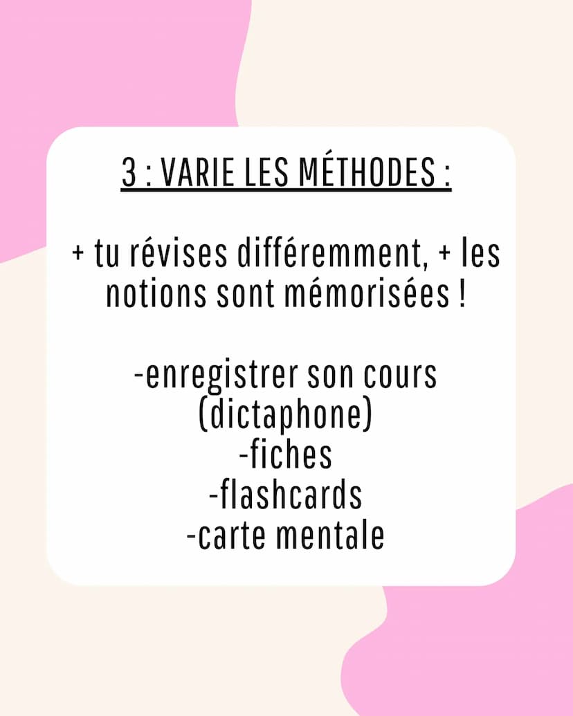 3 étapes pour
réviser un
contrôle 1: MÉTHODE DE LA FEUILLE
BLANCHE:
Prends une feuille et note-y tous
ce que tu sais sur ton chapitre !
Une 