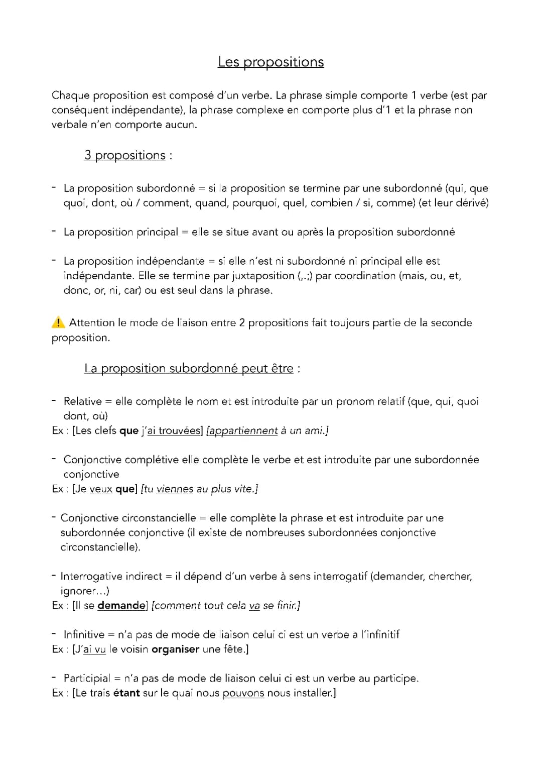 les propositions 