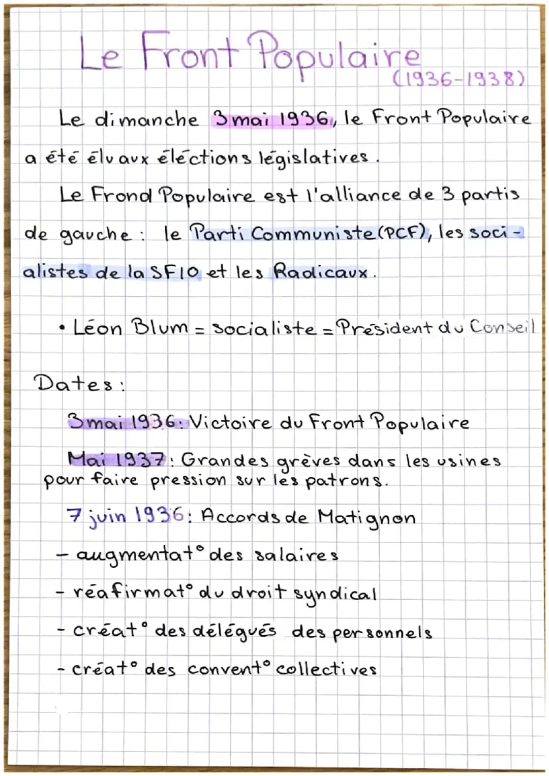 Géographie/Le Front Populaire-3ème