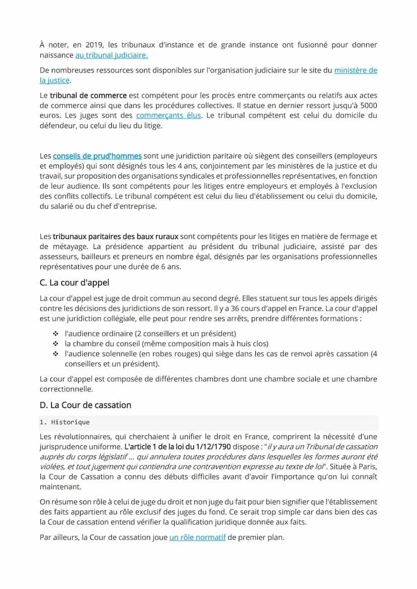 En 2019, la réforme de la justice a modifié de façon notable l'organisation judiciaire et les
procédures civiles et pénales.
L'organisation 