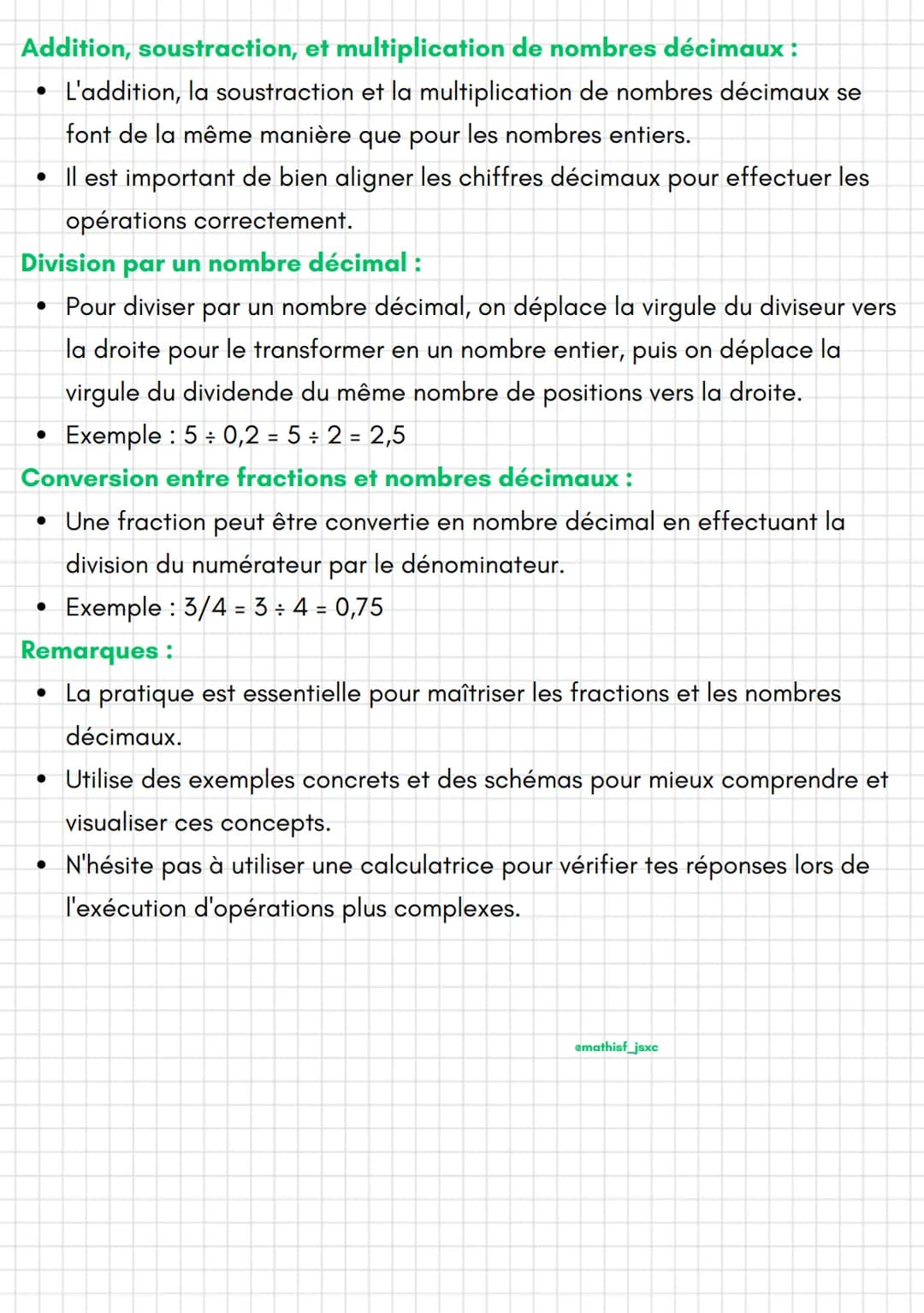 emathisf_jsxc
Fractions:
• Une fraction est une manière de représenter une partie d'un tout.
• Une fraction est composée de deux nombres : l