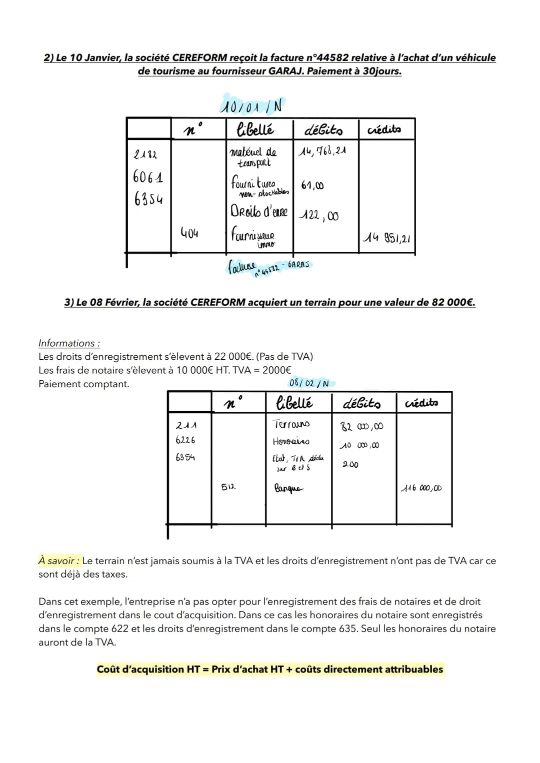 Chapitre 6: TVA :
=>
1/ Achat immobilisation :
Rappel : les immobilisations ont un impact sur le bilan => à l'actif du bilan.
=> Les immobil