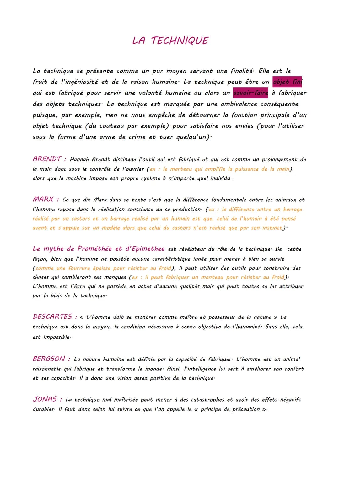 LA TECHNIQUE
La technique se présente comme un pur moyen servant une finalité. Elle est le
fruit de l'ingéniosité et de la raison humaine. L