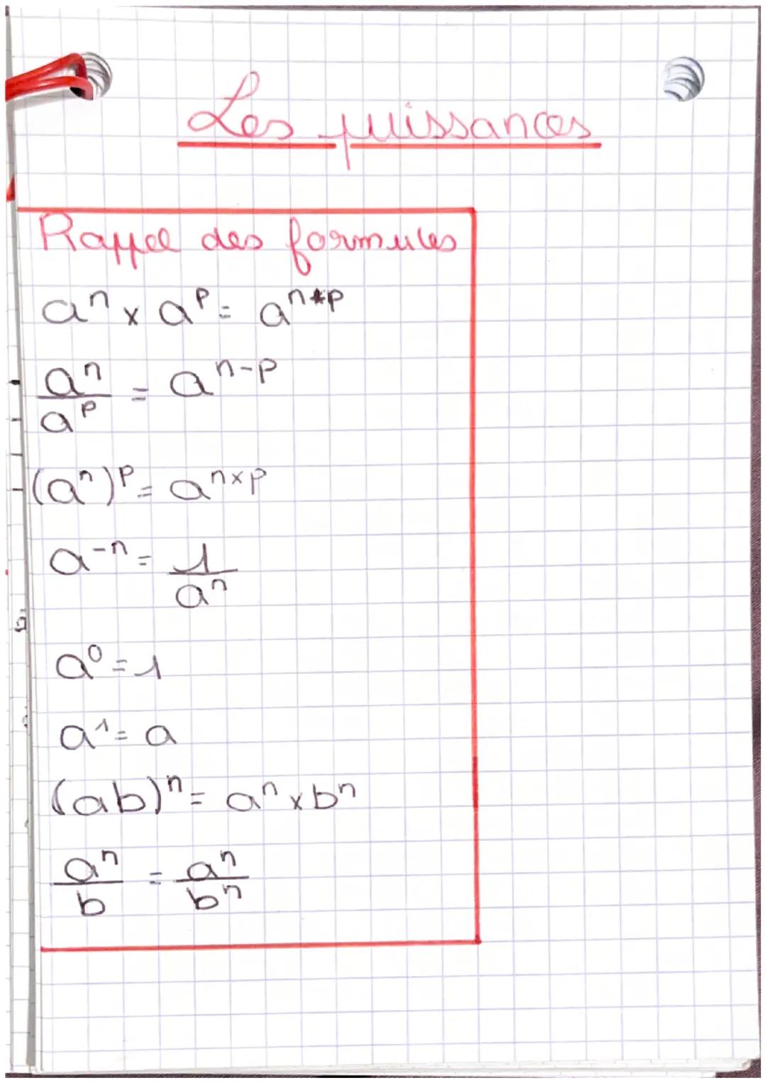 Rafel des formules
ап хар апар
ап-р
an
a
- (a^) P = anxp
a-^=
1
71
an
b
Les missances
Q² = 1
a₁ = a
(ab)" = a^ xbn
H
by Les
yo
Lo
люч x 103-