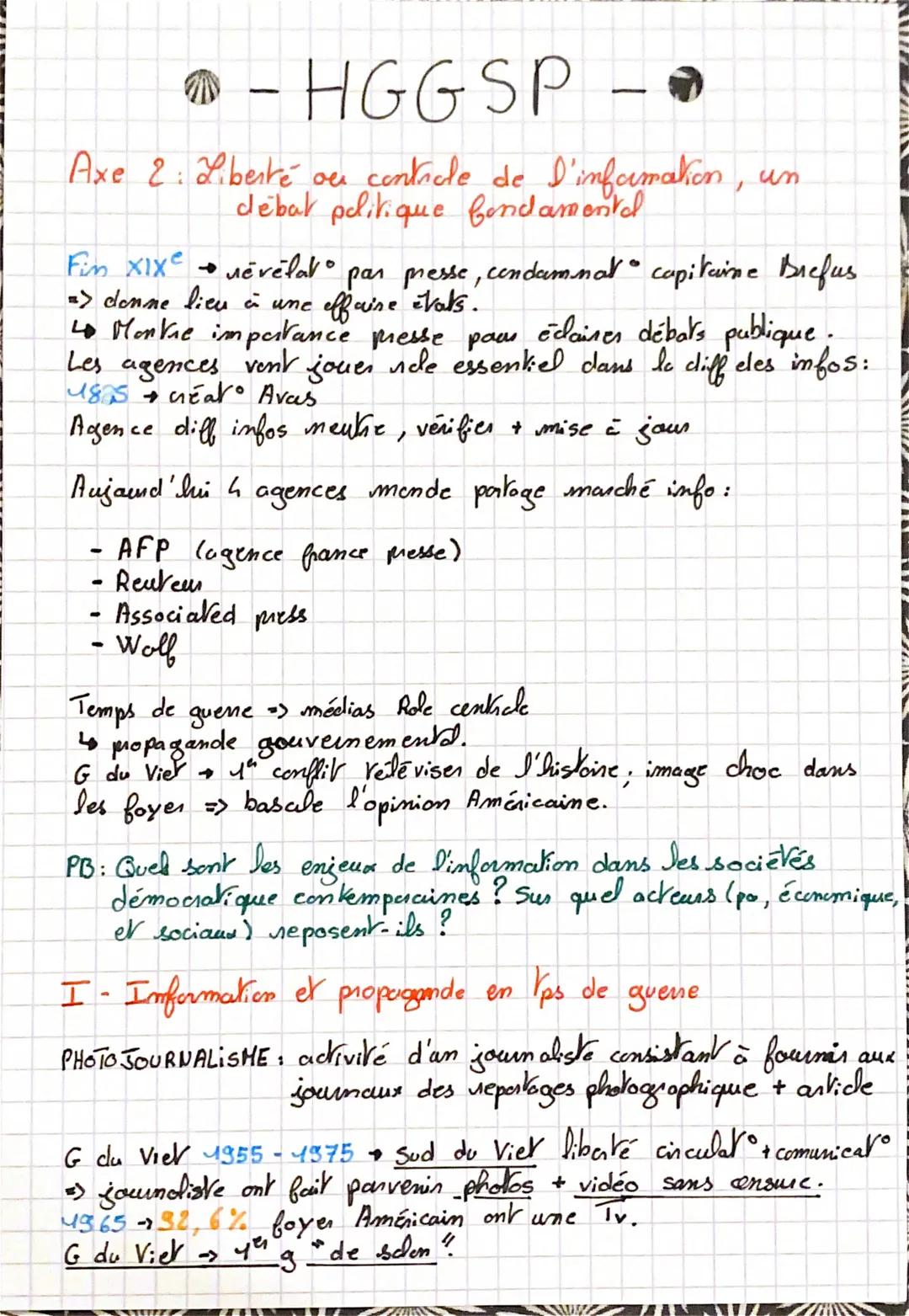 - HGGSP

Axe 2: Liberté ou controle de l'infamation, un
debat politique fondamentd

Fin XIXe révélat par presse, condamnat capitaine Brefus
