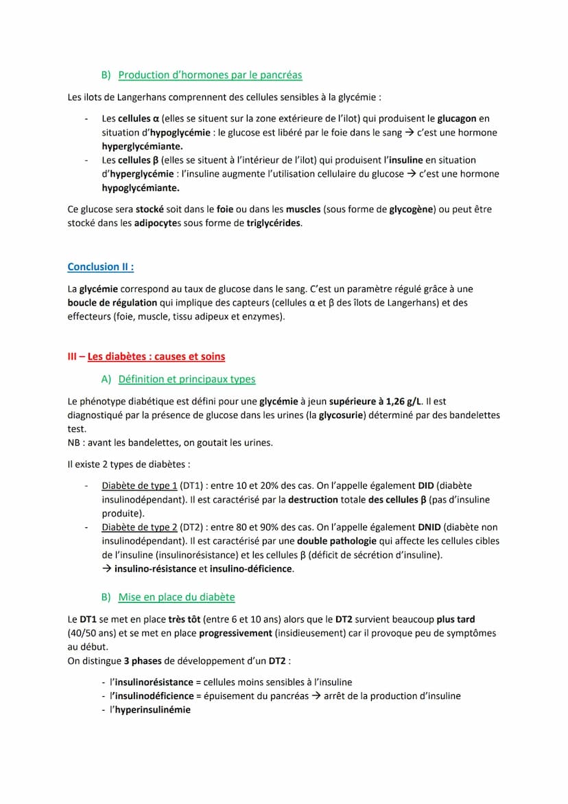 Partie 2: Des enjeux de santé contemporains
Chapitre III -
Introduction :
Régulation de la glycémie et les diabètes
Les cellules sont dépend