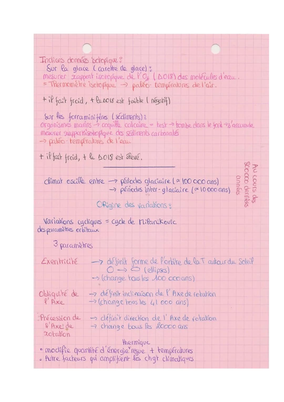 TRème 2-B
SVT
paléo-climat: permet de comprendre le chat climatique
Les variations climatiques du Quatemaire
• comprend le pleistocène puis 