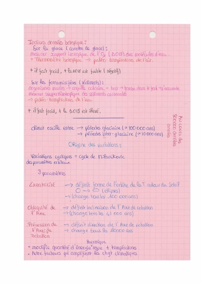 TRème 2-B
SVT
paléo-climat: permet de comprendre le chat climatique
Les variations climatiques du Quatemaire
• comprend le pleistocène puis 