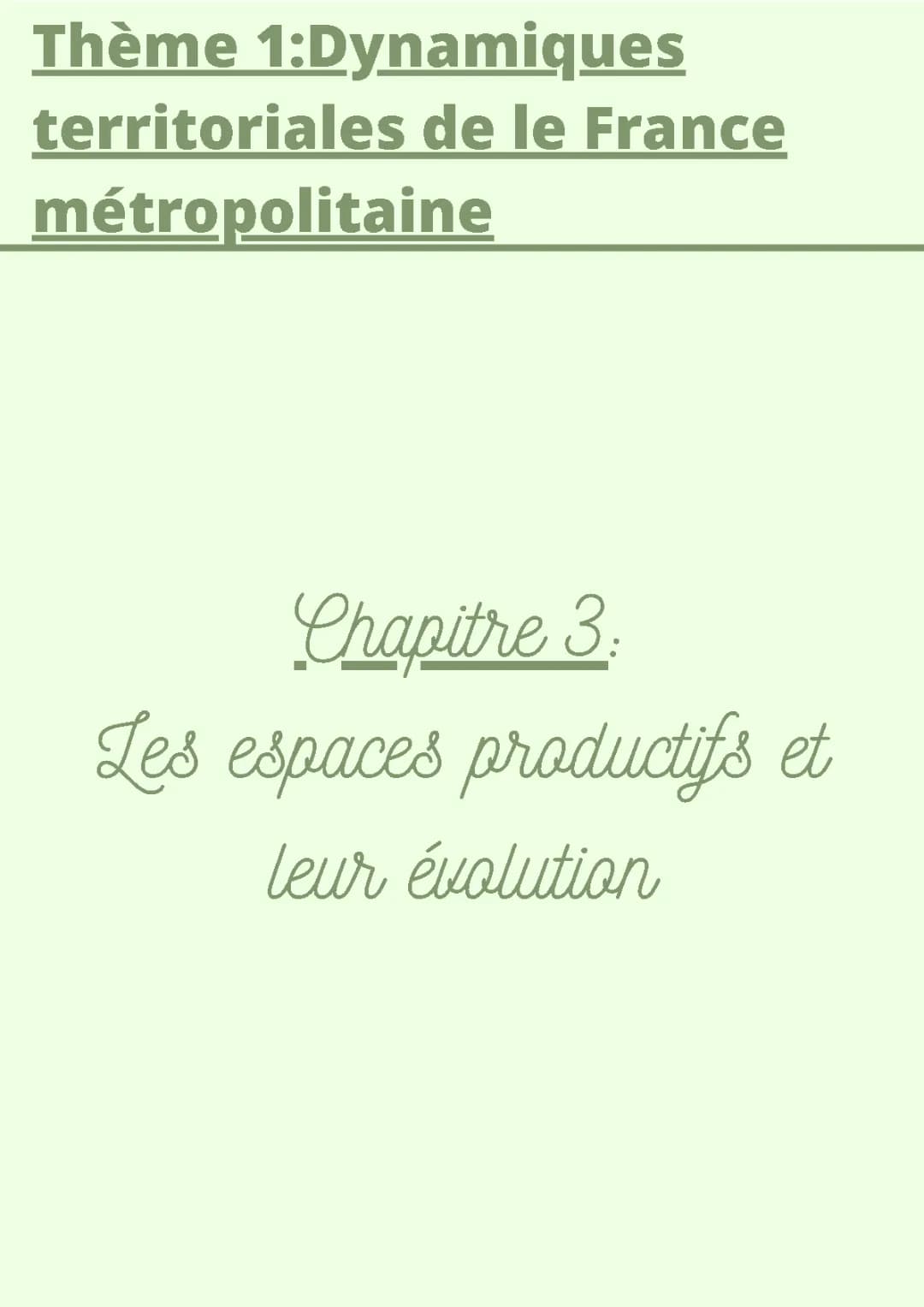Les espaces productifs en France - 3ème fiche de révision