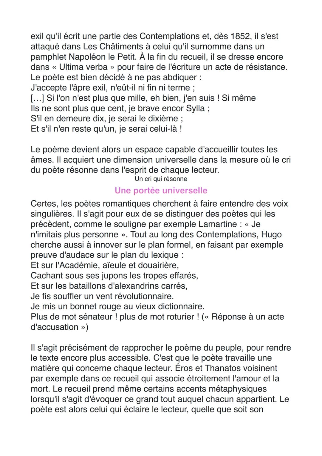 Introduction
<<
Les poètes romantiques ont dû se défendre contre de nombreuses
attaques. Aussi Victor Hugo, dans la préface des Contemplatio