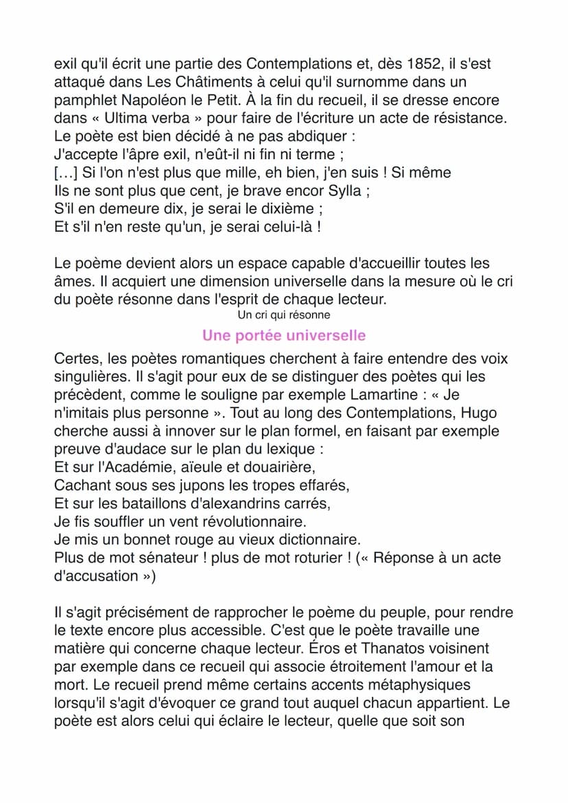 Introduction
<<
Les poètes romantiques ont dû se défendre contre de nombreuses
attaques. Aussi Victor Hugo, dans la préface des Contemplatio