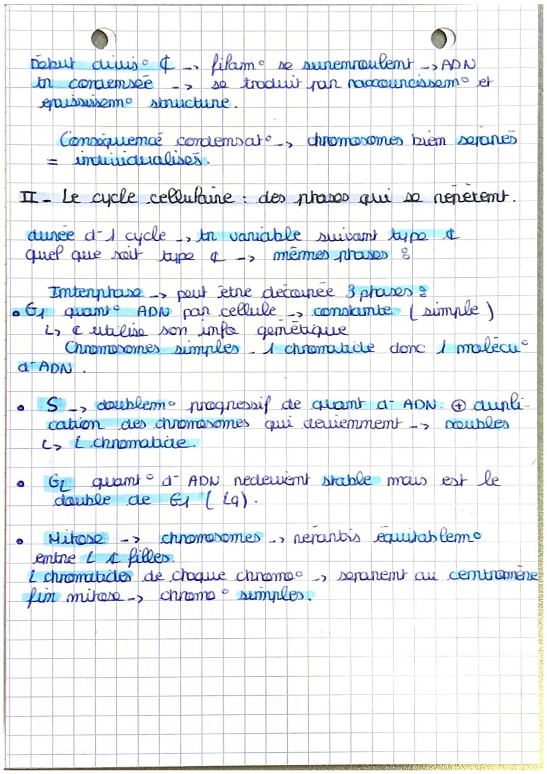 Tramsmission du patrimoine gemétrique chez eucaryotes
I- Les chromosomes, elements penmaments des
cellules

1- ume succession de cycles cell