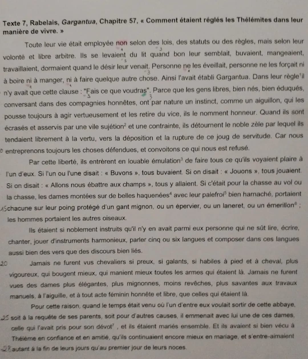 Analyse lineaire Gargantua Abbaye de Thélème