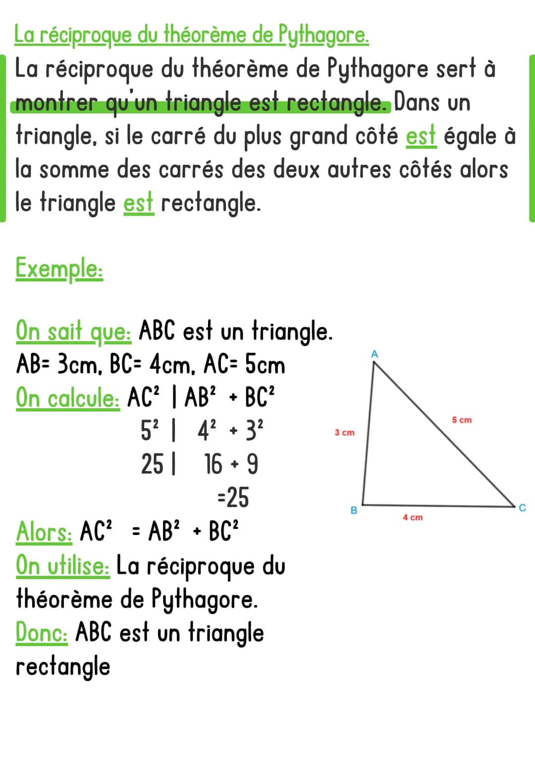 Maths
pythagore
Théorème de Pythagore.
Le théorème de Pythagore sert à calculer une
longueur. Dans un triangle rectangle, le carré de
l'hypo