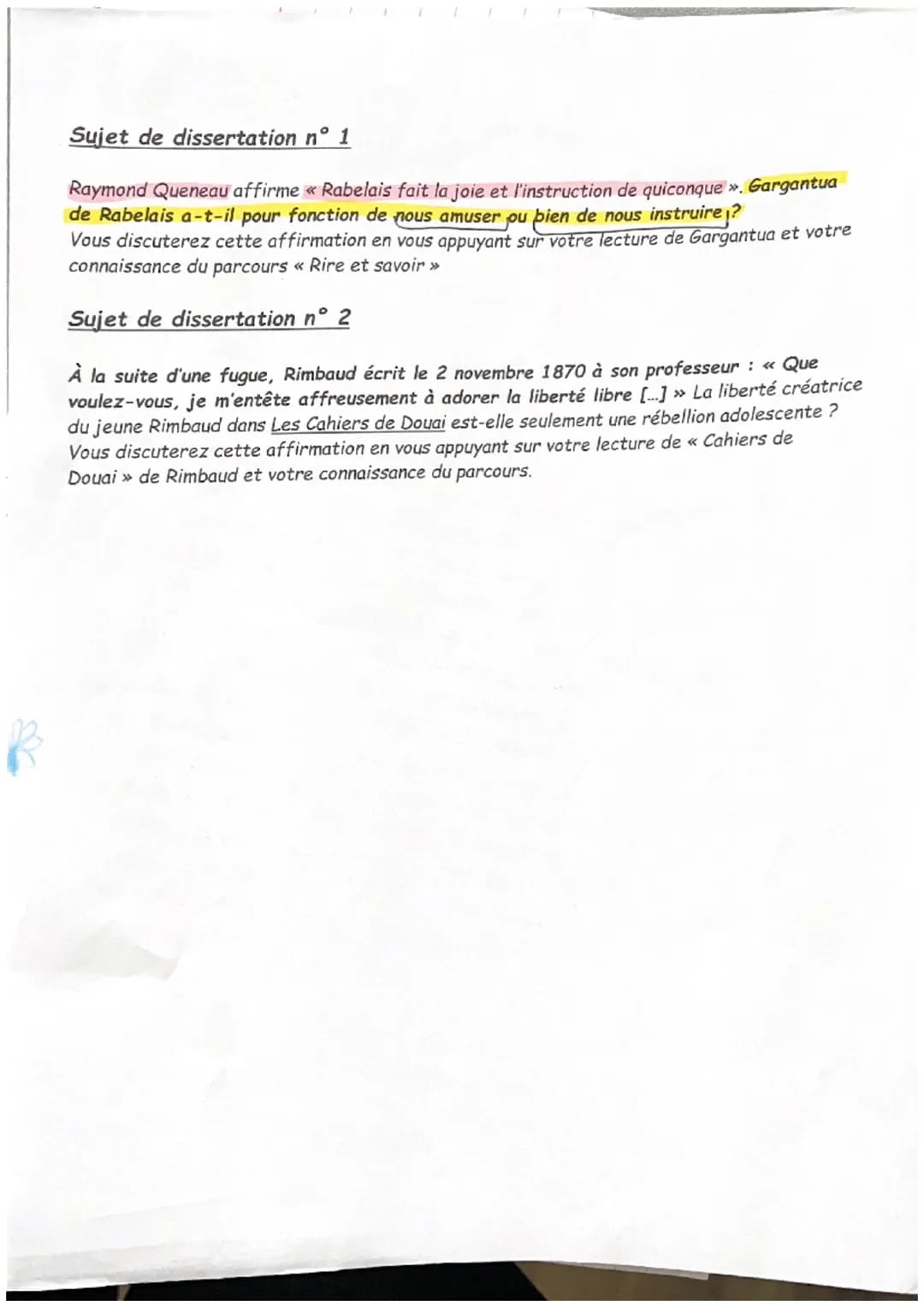 17/20
BONNE
Bac blanc
Français
Connaissance
de l'oeuvre.
Pense à te reline.
Sujet 1 - Dissertation
Au cours de la Rennaissance,
en pleines m