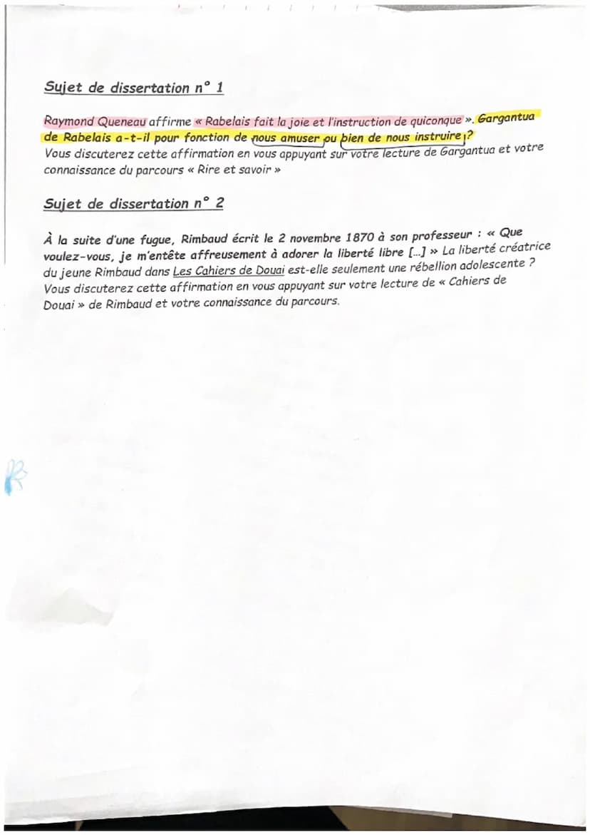 17/20
BONNE
Bac blanc
Français
Connaissance
de l'oeuvre.
Pense à te reline.
Sujet 1 - Dissertation
Au cours de la Rennaissance,
en pleines m