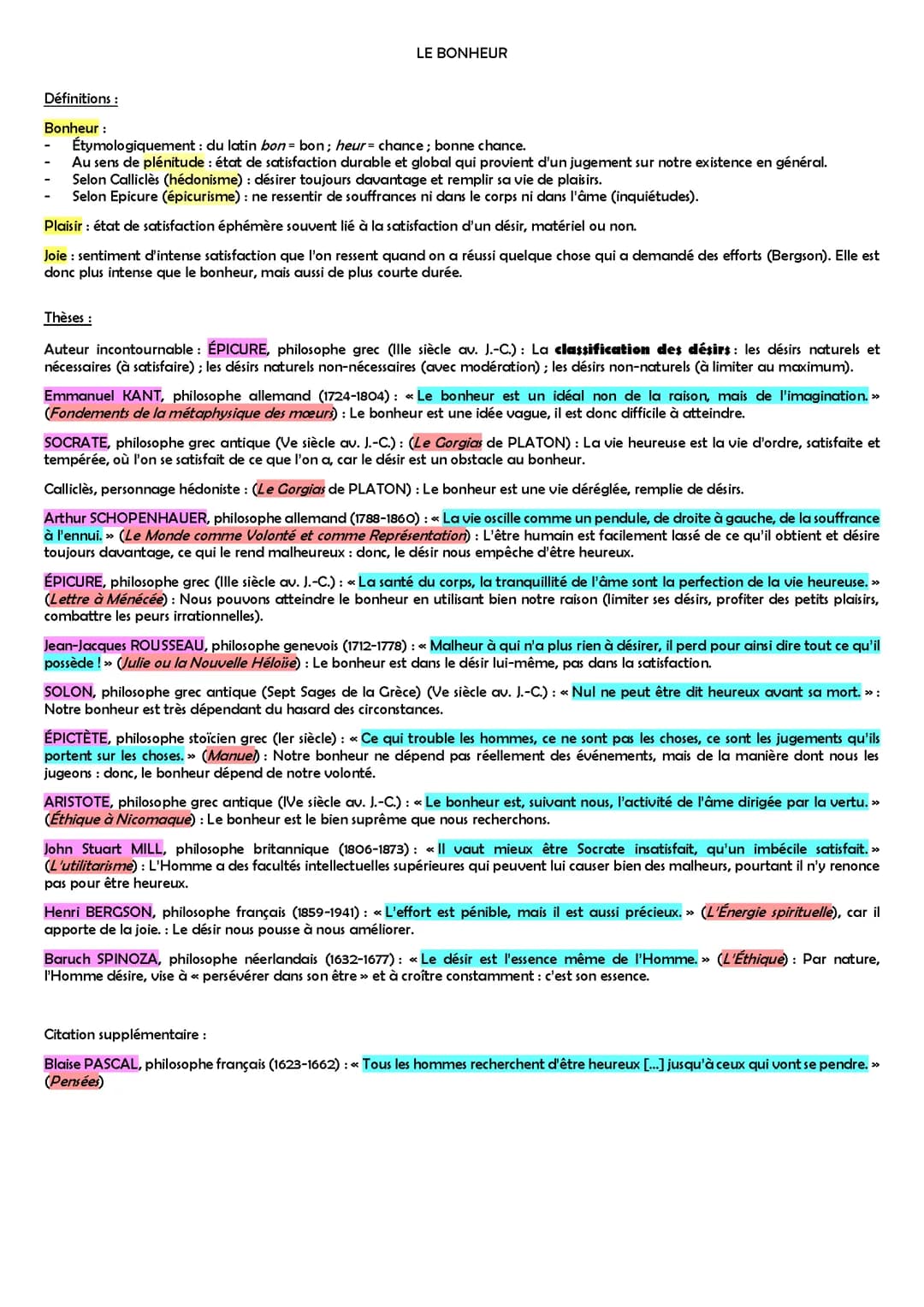 Toutes les notions de philosophie en terminale
