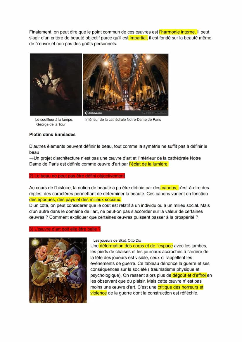 DÉFINITIONS:
L'art
œuvre d'art : a une valeur particulière, qui la définit et la distingue d'autres types d'œuvres
(au sens d'action, de tra